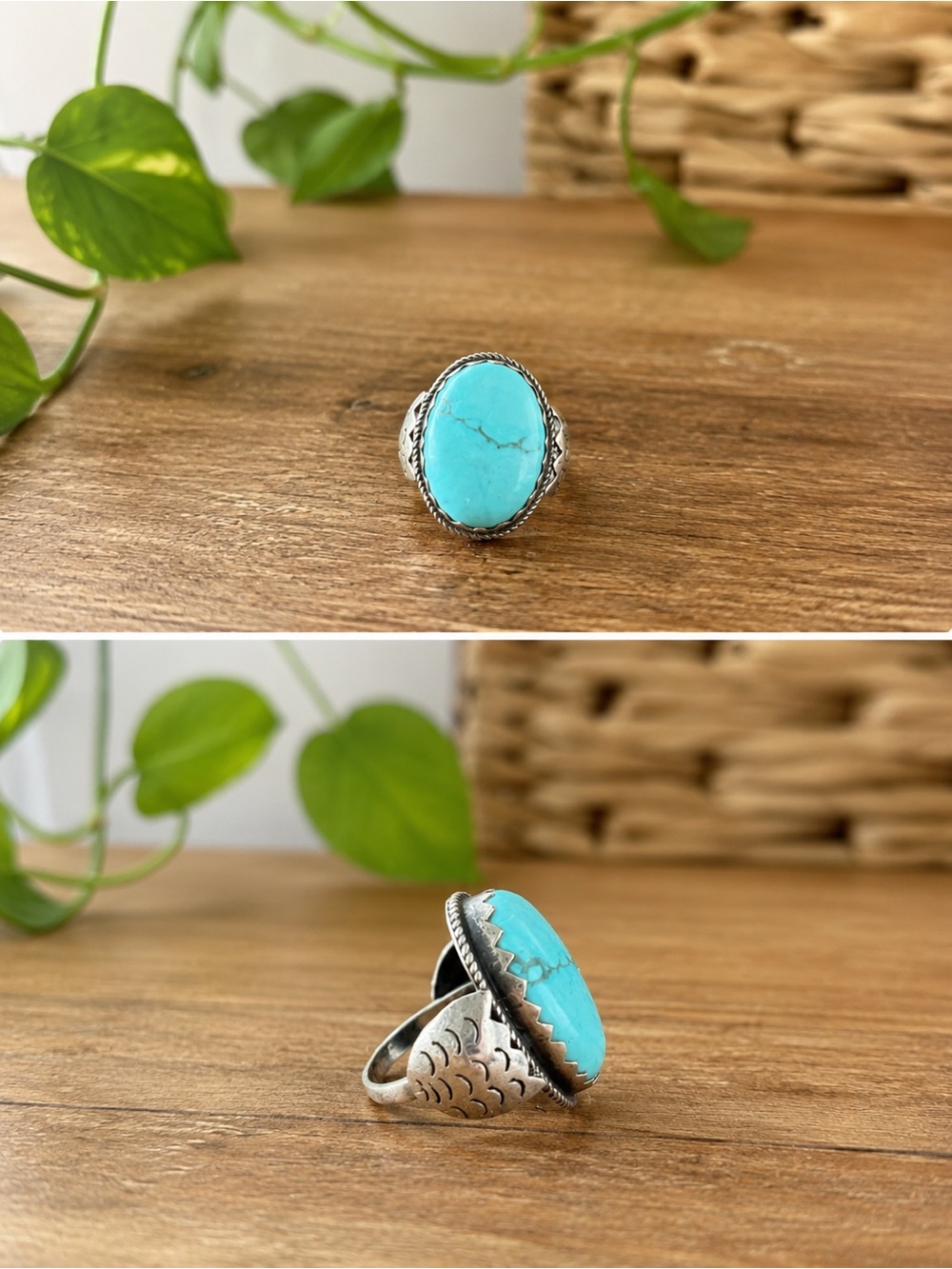 Vintage 925 Sterling Silver Southwestern Turquoise Statement Ring